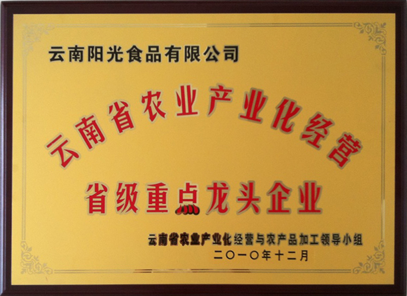 省級(jí)農(nóng)業(yè)產(chǎn)業(yè)化重點(diǎn)龍頭企業(yè)